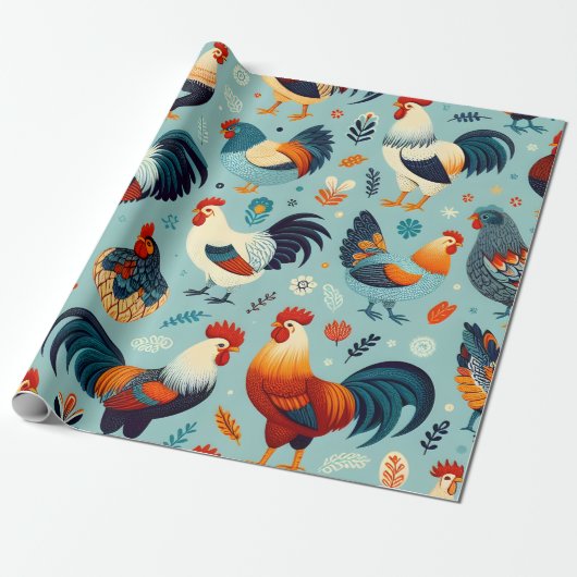 Papier Cadeau Conception du poulet et du coq (Déroulé)