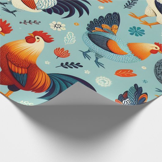 Papier Cadeau Conception du poulet et du coq (Coin)