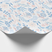Papier Cadeau Conception florale boho impression bloc bleu rose  (Coin)