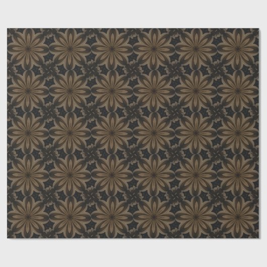 Papier Cadeau Conception florale Brown rustique de kaléidoscope (Plat)