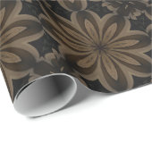 Papier Cadeau Conception florale Brown rustique de kaléidoscope (Coin rond)