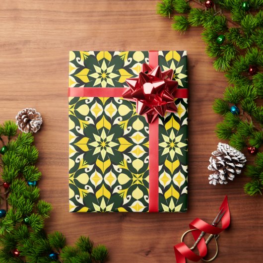 Papier Cadeau Conception florale géométrique vibrante (Cadeau de vacances)