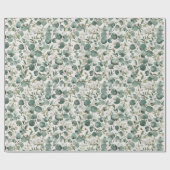 Papier Cadeau Conception Florale Moderne d'Eucalyptus et de Blan (Plat)