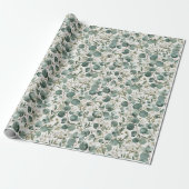 Papier Cadeau Conception Florale Moderne d'Eucalyptus et de Blan (Déroulé)