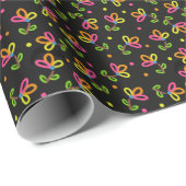 Papier Cadeau Conception florale multicolore (Coin rond)