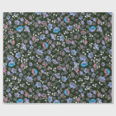 Papier Cadeau Conception florale sur fond noir (Plat)