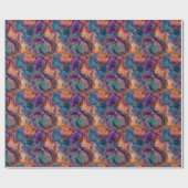 Papier Cadeau Conception fluide avec des purples riches, des ora (Plat)