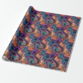 Papier Cadeau Conception fluide avec des purples riches, des ora (Déroulé)