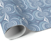 Papier Cadeau Conception géométrique abstraite bleue (Coin rond)