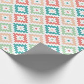 Papier Cadeau Conception géométrique en corail et sarcelle (Coin)