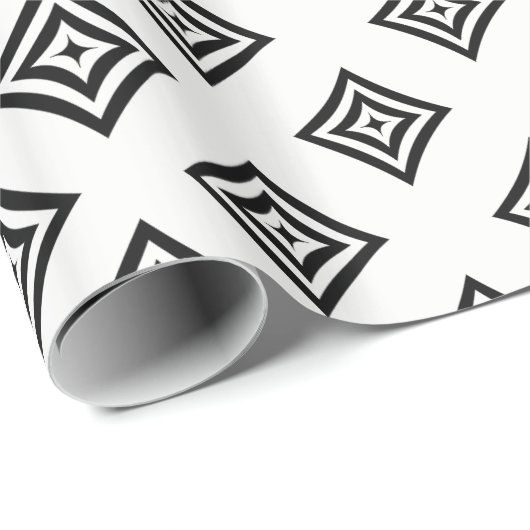 Papier Cadeau Conception géométrique noire (Coin rond)