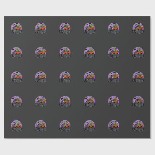 Papier Cadeau Conception graphique de camion monstre Frankenstei (Plat)