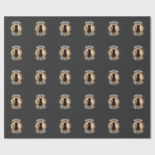 Papier Cadeau Conception graphique de chat Meow Halloween_1 (Plat)