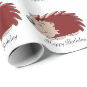 Papier Cadeau Conception Hérisson Anniversaire (Coin rond)