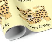 Papier Cadeau Conception léopard couleur de fond personnalisable (Coin rond)