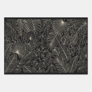 Papier Cadeau Conception luxueuse avec un motif de feuille tropi