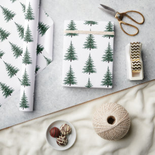 Papier Cadeau Conception minimaliste d'arbre À feuillage persist