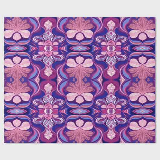 Papier Cadeau Conception moderne de motif floral classique multi (Plat)