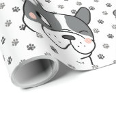 Papier Cadeau Conception Motif de chien joueuse (Coin rond)