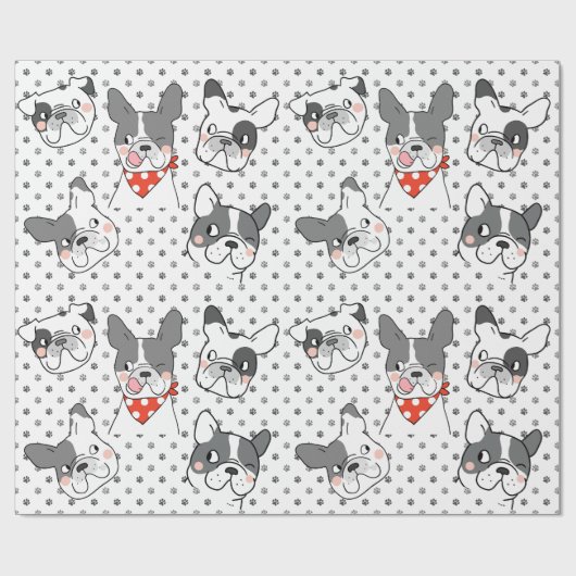 Papier Cadeau Conception Motif de chien joueuse (Plat)