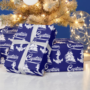 Papier Cadeau Conception nautique d'ancre de voilier capitaine