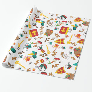 Papier Cadeau Conception néerlandaise colorée de Sinterklaas d