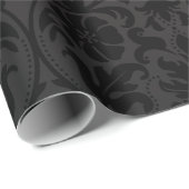 Papier Cadeau Conception noire de damassé (Coin rond)