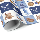 Papier Cadeau Conception océanique marine (Coin rond)