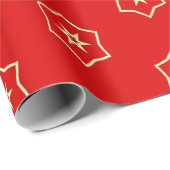 Papier Cadeau Conception ornementale rouge et or (Coin rond)