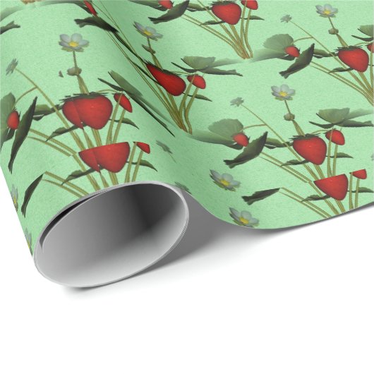 Papier Cadeau Conception Plante mignonne fraise (Coin rond)