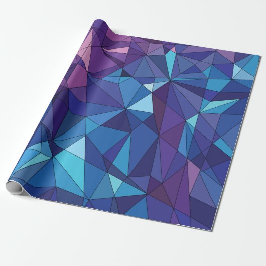 Papier Cadeau Conception polygonale pourpre bleue abstraite (Déroulé)