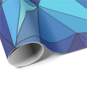 Papier Cadeau Conception polygonale pourpre bleue abstraite (Coin rond)