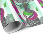 Papier Cadeau Conception Tribale Verte (Coin rond)