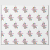 Papier Cadeau Conception Unicorne Arc-en-ciel mignon (Plat)