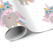 Papier Cadeau Conception Unicorne Arc-en-ciel mignon (Coin rond)