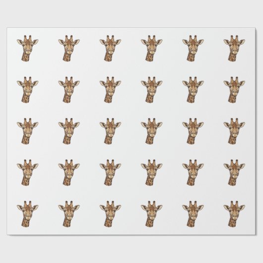 Papier Cadeau Conception vectorielle de tête de girafe gravée vi (Plat)