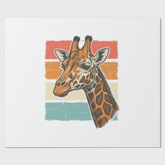 Papier Cadeau Conception vectorielle de tête de girafe rétro vin (Plat)