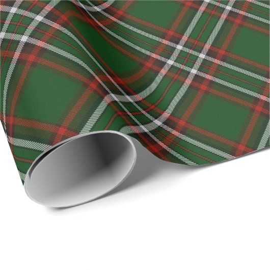 Papier Cadeau Conception verte et rouge de style de plaid (Coin rond)