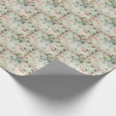 Papier Cadeau Conception vintage de fleurs et d'oiseaux (Coin)