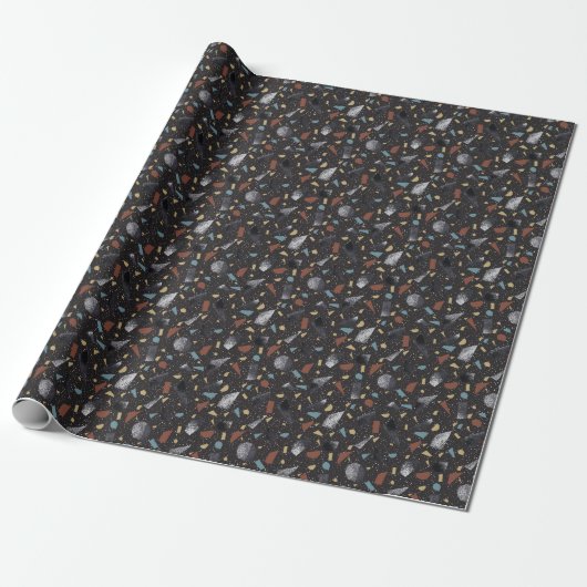 Papier Cadeau Conception Vintage de surface Terrazzo (Déroulé)