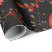 Papier Cadeau Conceptions de motifs floraux et feuillus vibrants (Coin rond)