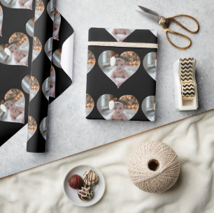 Papier Cadeau Concevez votre propre photo en forme de coeur uniq