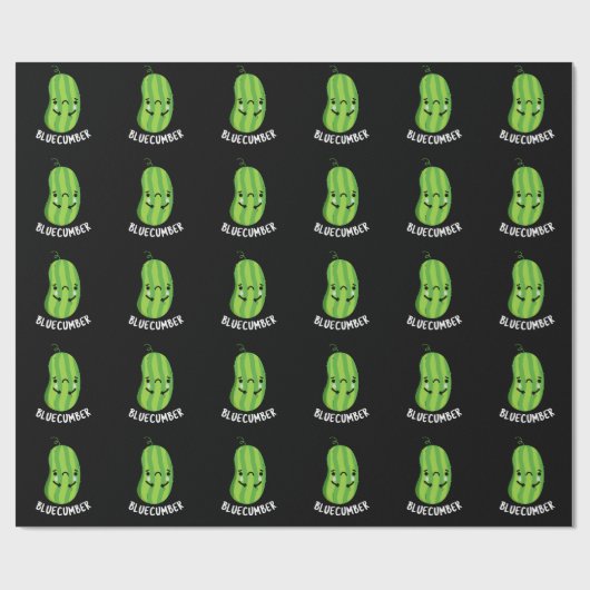Papier Cadeau Concombre bleu Funny Sad Veggie Cucumber Pun Dark  (Plat)