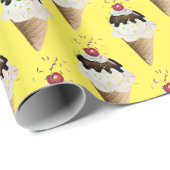 Papier Cadeau Cône crème glacée avec arroses (Coin rond)