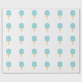 Papier Cadeau Cône crème glacée bleu arrose les points étoiles (Plat)