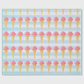 Papier Cadeau Cône De Crème De Glace Aux Fraises Bleues (Plat)