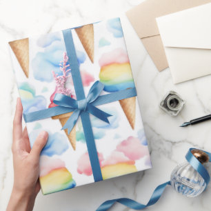 Papier Cadeau Cône de glace coloré arc-en-ciel