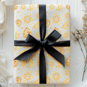 Papier Cadeau Cône de pin rustique doré Noël Christmas