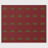 Papier Cadeau cône de pin rustique rouge rouge classique (Plat)