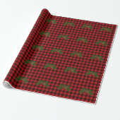 Papier Cadeau cône de pin rustique rouge rouge classique (Déroulé)